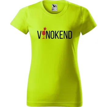 Dámské oblečení DOBRÝ TRIKO Dámské tričko s potiskem Vínokend Barva: Limetková, Velikost: S