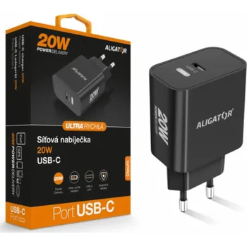 Rychlá nabíječka ALIGATOR PD 20W USB-C, černá