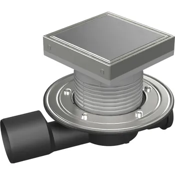 Podlahová vpusť průběžná D50/75, nerez příruba, rámeček, mřížka STEEL 150