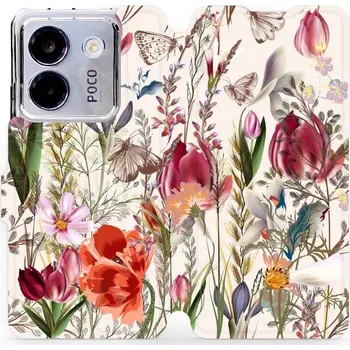 Pouzdro na mobilní telefon Flipové pouzdro Mobiwear - Xiaomi POCO M7 Pro 5G - MP01S Rozkvetlá louka (Knížkové flip pouzdro, obal, kryt na mobil Xiaomi POCO M7 Pro 5G - MP01S Rozkvetlá louka, materiál Umělá kůže + TPU - ochrana 360°, stojánek, silikonová vanička, magnetické zavírání