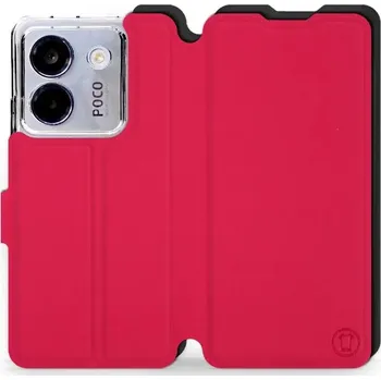 Pouzdro na mobilní telefon Flipové pouzdro Mobiwear Semiš - Xiaomi POCO M7 Pro 5G - Rudé & Černé (Knížkové semišové flip pouzdro, obal, kryt na mobil Xiaomi POCO M7 Pro 5G - Rudé & Černé, materiál semiš + TPU, ochrana 360°, stojánek, silikonová vanička, magnetické zavírání)