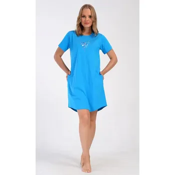 Dámské šaty Dámské domácí šaty s krátkým rukávem Pampeliška - modrá - M