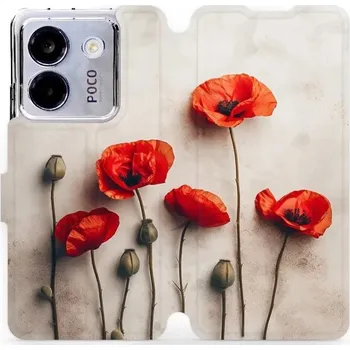 Pouzdro na mobilní telefon Flipové pouzdro Mobiwear - Xiaomi POCO M7 Pro 5G - VP42S Vlčí máky (Knížkové flip pouzdro, obal, kryt na mobil Xiaomi POCO M7 Pro 5G - VP42S Vlčí máky, materiál Umělá kůže + TPU - ochrana 360°, stojánek, silikonová vanička, magnetické zavírání)