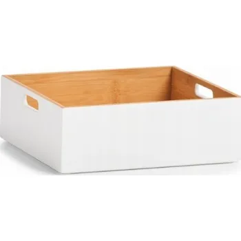 Úložný box Zeller Úložný box bambus, bílý 30x27x10,5