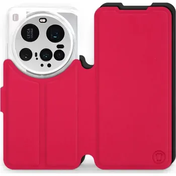 Pouzdro na mobilní telefon Flipové pouzdro Mobiwear Semiš - Xiaomi 15 Ultra - Rudé & Černé (Knížkové semišové flip pouzdro, obal, kryt na mobil Xiaomi 15 Ultra - Rudé & Černé, materiál semiš + TPU, ochrana 360°, stojánek, silikonová vanička, magnetické zavírání)