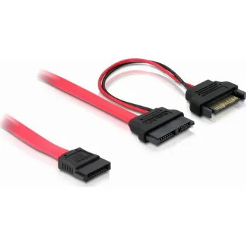 Kabel do PC DeLOCK Adapterkabel Slim SATA 13-Pin > 7-Pin + 15 Pin (rot, 50cm)