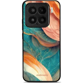 Pouzdro na mobilní telefon Lesklý kryt Mobiwear Glossy - Xiaomi 15 - G025G - Azurový a oranžový mramor (Prémiové lesklé pouzdro, obal, kryt Mobiwear Glossy na mobil Xiaomi 15 - G025G - Azurový a oranžový mramor, materiál Plast + TPU silikon - krytí po všech stranách, neošoupatelný)