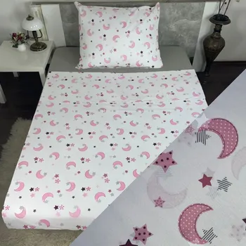 Povlečení Dětské bavlněné povlečení, jednolůžko - Měsíček a hvězdičky