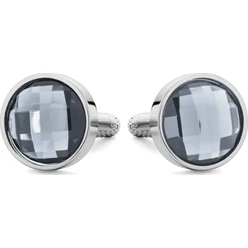 Manžetový knoflíček Meraklis | Manžetové knoflíčky stříbrné barvy s šedým zirkonem - Trendhim