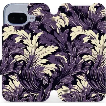 Pouzdro na mobilní telefon Flipové pouzdro Mobiwear - Google Pixel 9A - VA46S Fialové rostliny (Knížkové flip pouzdro, obal, kryt na mobil Google Pixel 9A - VA46S Fialové rostliny, materiál Umělá kůže + TPU - ochrana 360°, stojánek, silikonová vanička, magnetické zavírání)