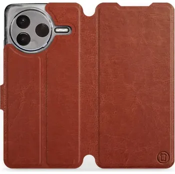 Pouzdro na mobilní telefon Flipové pouzdro Mobiwear - Xiaomi POCO F7 Pro 5G - Hnědé a šedé (Knížkové flip pouzdro, obal, kryt na mobil Xiaomi POCO F7 Pro 5G - Hnědé a šedé, materiál Umělá kůže + TPU - ochrana 360°, stojánek, silikonová vanička, magnetické zavírání)