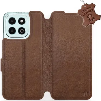 Pouzdro na mobilní telefon Kožené flip pouzdro Mobiwear - Honor X6b - Hnědé (Kožené knížkové pouzdro, obal, kryt na mobil Honor X6b, Hnědé, materiál Genuine Leather, ochrana 360°, stojánek, silikonová vanička, magnetické zavírání)