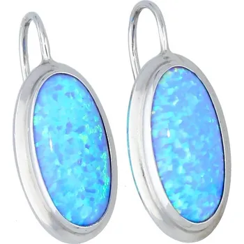 Náušnice Goldstore Náušnice bílé zlato oválný modrý opál Váha: 3.22 g