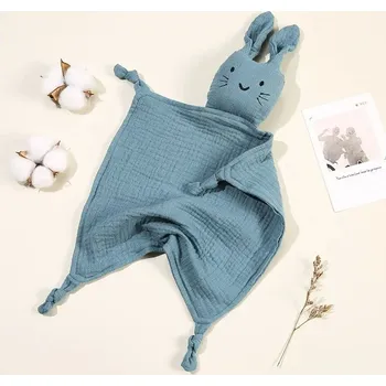 Dětská deka Kojenecký bavlněný ručník s králíčkem pro děti | dětská deka, dětský ručník - Světle modrá