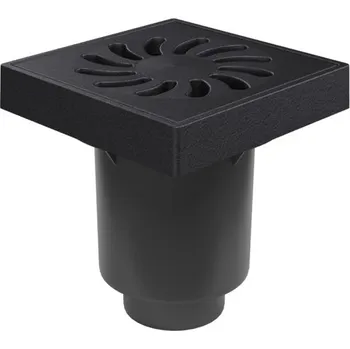 Kanalizační potrubí Kanalizační vpusť spodní D160/D110-250 suchá klapka, litinový rámeček, mřížka SUN