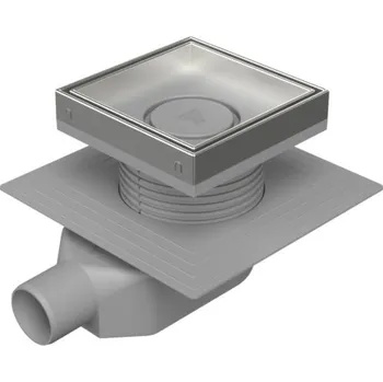 Snížený sifon boční D50, límec, nerez rámeček, mřížka CERAMICS 150