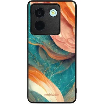 Pouzdro na mobilní telefon Lesklý kryt Mobiwear Glossy - Xiaomi POCO M7 Pro 5G - G025G - Azurový a oranžový mramor (Prémiové lesklé pouzdro, obal, kryt Mobiwear Glossy na mobil Xiaomi POCO M7 Pro 5G - G025G - Azurový a oranžový mramor, materiál Plast + TPU silikon - krytí po všech)