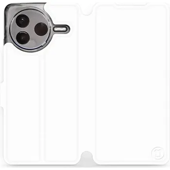 Pouzdro na mobilní telefon Flipové pouzdro Mobiwear - Xiaomi POCO F7 Pro 5G - Bílé a šedé (Knížkové flip pouzdro, obal, kryt na mobil Xiaomi POCO F7 Pro 5G - Bílé a šedé, materiál Umělá kůže + TPU - ochrana 360°, stojánek, silikonová vanička, magnetické zavírání)