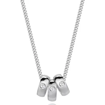 Náhrdelník Diamantový náhrdelník ze stříbra 925 - tři prsteny s čirými brilianty