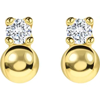 Náušnice Zlaté náušnice 14K kulička a čirý zirkon