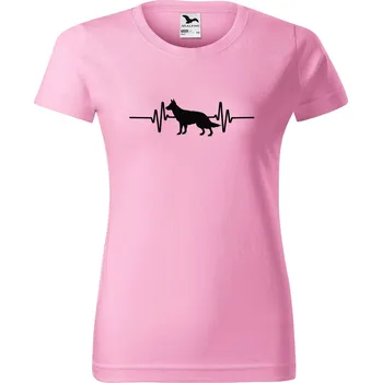 DOBRÝ TRIKO Dámské tričko Tep srdce německý ovčák Barva: Růžová, Velikost: L