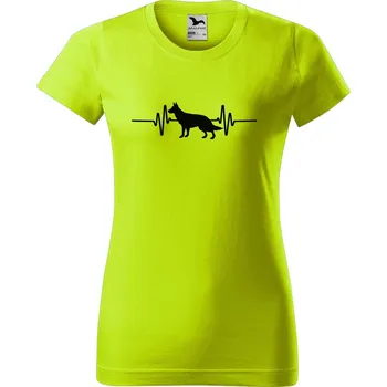 Dámské oblečení DOBRÝ TRIKO Dámské tričko Tep srdce německý ovčák Barva: Limetková, Velikost: XL