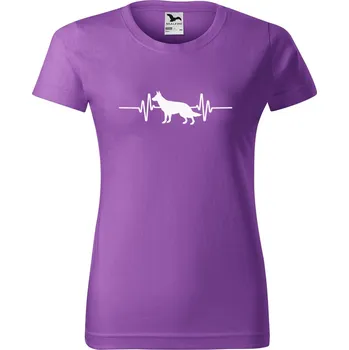 DOBRÝ TRIKO Dámské tričko Tep srdce německý ovčák Barva: Fialová, Velikost: XS