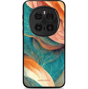 Pouzdro na mobilní telefon Lesklý kryt Mobiwear Glossy - Honor Magic7 Pro 5G - G025G - Azurový a oranžový mramor (Prémiové lesklé pouzdro, obal, kryt Mobiwear Glossy na mobil Honor Magic7 Pro 5G - G025G - Azurový a oranžový mramor, materiál Plast + TPU silikon - krytí po všech)