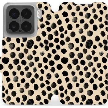 Pouzdro na mobilní telefon Flipové pouzdro Mobiwear - Xiaomi 15 - VA50S Černé puntíky (Knížkové flip pouzdro, obal, kryt na mobil Xiaomi 15 - VA50S Černé puntíky, materiál Umělá kůže + TPU - ochrana 360°, stojánek, silikonová vanička, magnetické zavírání)