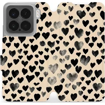 Pouzdro na mobilní telefon Flipové pouzdro Mobiwear - Xiaomi 15 - VA51S Černá srdíčka (Knížkové flip pouzdro, obal, kryt na mobil Xiaomi 15 - VA51S Černá srdíčka, materiál Umělá kůže + TPU - ochrana 360°, stojánek, silikonová vanička, magnetické zavírání)