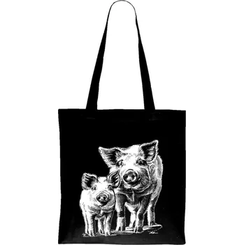Plátěná taška - Chov prasat - selat Barva: Černá