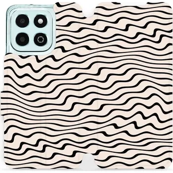 Pouzdro na mobilní telefon Flipové pouzdro Mobiwear - Honor X6b - VA62S Vlnky na béžové (Knížkové flip pouzdro, obal, kryt na mobil Honor X6b - VA62S Vlnky na béžové, materiál Umělá kůže + TPU - ochrana 360°, stojánek, silikonová vanička, magnetické zavírání)