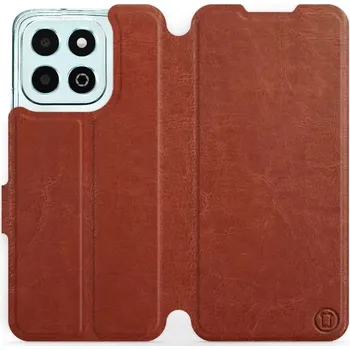 Pouzdro na mobilní telefon Flipové pouzdro Mobiwear - Honor X6b - Hnědé a oranžové (Knížkové flip pouzdro, obal, kryt na mobil Honor X6b - Hnědé a oranžové, materiál Umělá kůže + TPU - ochrana 360°, stojánek, silikonová vanička, magnetické zavírání)