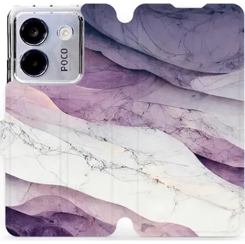 Pouzdro na mobilní telefon Flipové pouzdro Mobiwear - Xiaomi POCO M7 Pro 5G - VP31S Bílý a fialový mramor (Knížkové flip pouzdro, obal, kryt na mobil Xiaomi POCO M7 Pro 5G - VP31S Bílý a fialový mramor, materiál Umělá kůže + TPU - ochrana 360°, stojánek, silikonová vanička,)