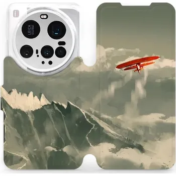 Pouzdro na mobilní telefon Flipové pouzdro Mobiwear - Xiaomi 15 Ultra - MA03P Oranžové letadlo v horách (Knížkové flip pouzdro, obal, kryt na mobil Xiaomi 15 Ultra - MA03P Oranžové letadlo v horách, materiál Umělá kůže + TPU - ochrana 360°, stojánek, silikonová vanička, magnetické)