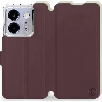 Pouzdro na mobilní telefon Flipové pouzdro Mobiwear Semiš - Xiaomi POCO M7 Pro 5G - Bordové & Béžové (Knížkové semišové flip pouzdro, obal, kryt na mobil Xiaomi POCO M7 Pro 5G - Bordové & Béžové, materiál semiš + TPU, ochrana 360°, stojánek, silikonová vanička, magnetické zavírání)