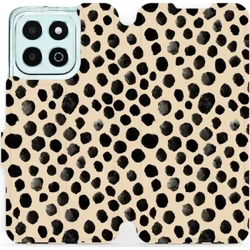 Pouzdro na mobilní telefon Flipové pouzdro Mobiwear - Honor X6b - VA50S Černé puntíky (Knížkové flip pouzdro, obal, kryt na mobil Honor X6b - VA50S Černé puntíky, materiál Umělá kůže + TPU - ochrana 360°, stojánek, silikonová vanička, magnetické zavírání)