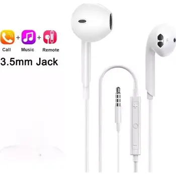 Sluchátka TopTechnology Stereo sluchátka pro Apple iPhone 3,5mm jack, kabelová bílá s mikrofonem, určená pro další zařízení Apple s tímto konektorem