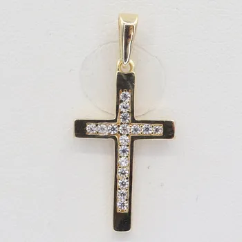 Přívěsek Zlatý přívěsek se zirkony křížek OP034 (585/1000) 0.9 g