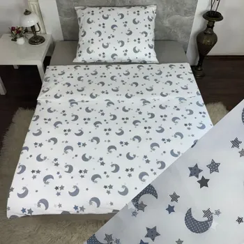 Povlečení Dětské bavlněné povlečení, jednolůžko - Hvězdičky a měsíc