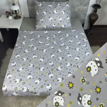 Povlečení Dětské bavlněné povlečení, jednolůžko - Kočička