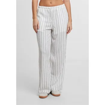 Ladies Structured Striped Relaxed Fit Pants - offwhite/black 4XL