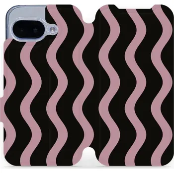 Pouzdro na mobilní telefon Flipové pouzdro Mobiwear - Google Pixel 9A - VA54S Fialové vlnky (Knížkové flip pouzdro, obal, kryt na mobil Google Pixel 9A - VA54S Fialové vlnky, materiál Umělá kůže + TPU - ochrana 360°, stojánek, silikonová vanička, magnetické zavírání)