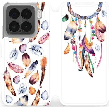 Pouzdro na mobilní telefon Flipové pouzdro Mobiwear - Xiaomi 15 - M003S Lapač a barevná pírka (Knížkové flip pouzdro, obal, kryt na mobil Xiaomi 15 - M003S Lapač a barevná pírka, materiál Umělá kůže + TPU - ochrana 360°, stojánek, silikonová vanička, magnetické zavírání)