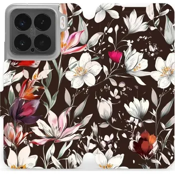 Pouzdro na mobilní telefon Flipové pouzdro Mobiwear - Xiaomi 15 - VP72S Květy na hnědé (Knížkové flip pouzdro, obal, kryt na mobil Xiaomi 15 - VP72S Květy na hnědé, materiál Umělá kůže + TPU - ochrana 360°, stojánek, silikonová vanička, magnetické zavírání)