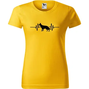 Dámské tričko DOBRÝ TRIKO Dámské tričko Tep srdce německý ovčák Barva: Žlutá, Velikost: 2XL