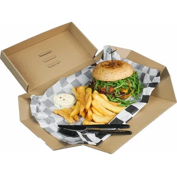 Jednorázové nádobí Think`n green Box na burger papírový XL TnG 26/13/10cm 100ks