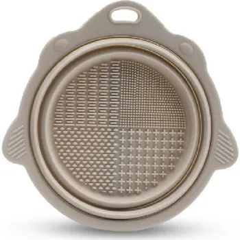 Kosmetický štětec Multifunkční silikonová miska na čištění štětců s držákem | čistič štětců, silikonová miska - ŠEDÁ