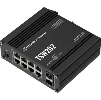 Switch Teltonika TSW202 průmyslový L2 manažovaný switch, 8 x PoE+ 10 100 1000, 2x SFP, bez zdroje TSW202000000