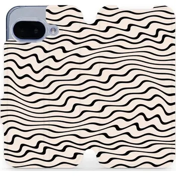 Pouzdro na mobilní telefon Flipové pouzdro Mobiwear - Google Pixel 9A - VA62S Vlnky na béžové (Knížkové flip pouzdro, obal, kryt na mobil Google Pixel 9A - VA62S Vlnky na béžové, materiál Umělá kůže + TPU - ochrana 360°, stojánek, silikonová vanička, magnetické zavírání)